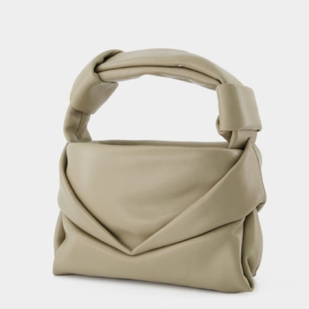 STAUD Lamb Leather Adjustable Kiss Bag in Grey - $350.